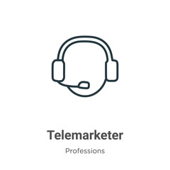 Poster - telemarketer outline vector icon. thin line black telemarketer icon, flat vector simple element illu