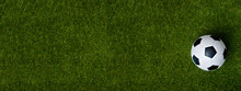 Closeup Of Soccer Ball On Green Grass