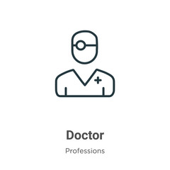 Poster - Doctor outline vector icon. Thin line black doctor icon, flat vector simple element illustration from editable professions concept isolated on white background