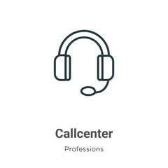 Poster - callcenter outline vector icon. thin line black callcenter icon, flat vector simple element illustra