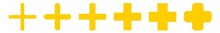 Plus Icon Yellow | Pluses | Cross Symbol | Addition Logo | Positive Sign | Isolated | Variations