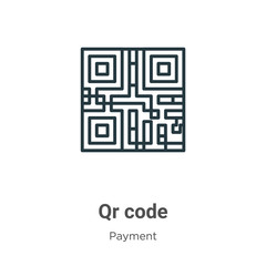 Poster - Qr code outline vector icon. Thin line black qr code icon, flat vector simple element illustration from editable ecommerce concept isolated on white background