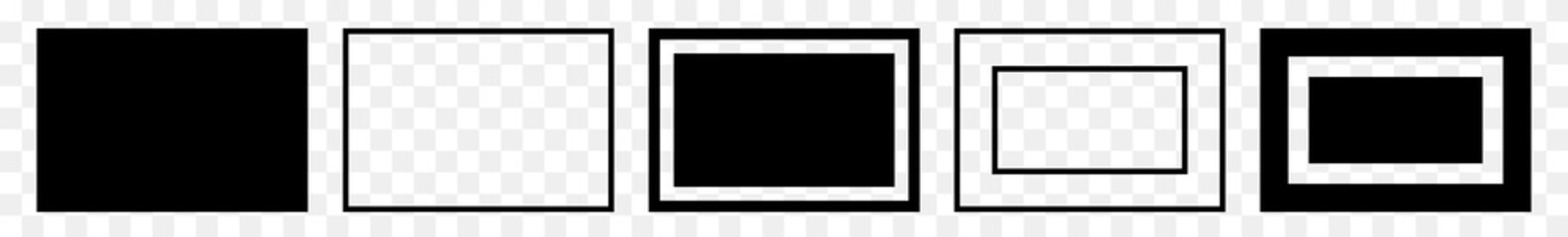 Wall Mural - rectangle icon black | label rectangles | box symbol | frame logo | emblem sign | isolated transpare
