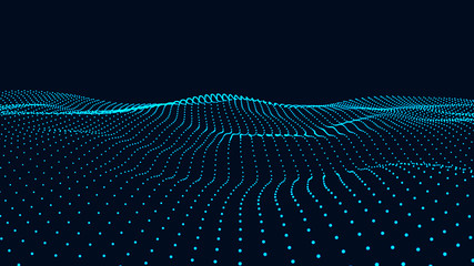 Fototapete - Vector futuristic wave. Digital technology. Big data.