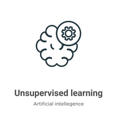 Poster - Unsupervised learning outline vector icon. Thin line black unsupervised learning icon, flat vector simple element illustration from editable artificial intellegence and future technology concept