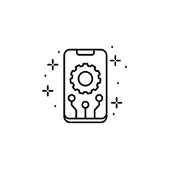 Poster - Smart phone, gear, chip icon. Element of Robotic icon.