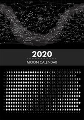 Wall Mural - 2020 moon phases calendar and star map vector