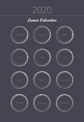 Wall Mural - 2020 moon phases calendar spiral astronomy vector chart