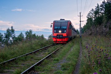 Wall Mural - Train on Circum-Baikal Railway, Eastern Siberia, Irkutsk region