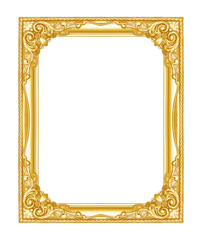 Wall Mural - The antique gold frame isolated on the white background