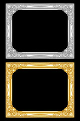 Wall Mural - The antique gold frame isolated on the black background