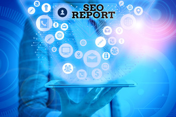 Fototapete - Conceptual hand writing showing Seo Report. Concept meaning notifying on how website is performing in search engine results