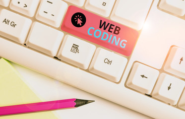 Poster - conceptual hand writing showing web coding. concept meaning work involved in developing a web site f