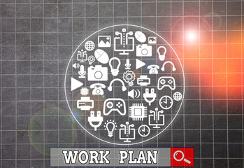 Fototapete - Writing note showing Work Plan. Business concept for project to be accomplished and outlines how it will be done