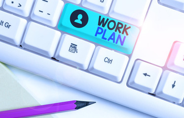 Fototapete - Writing note showing Work Plan. Business concept for project to be accomplished and outlines how it will be done
