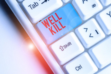 Poster - Writing note showing Well Kill. Business concept for operation of placing a column of heavy fluid into a well bore