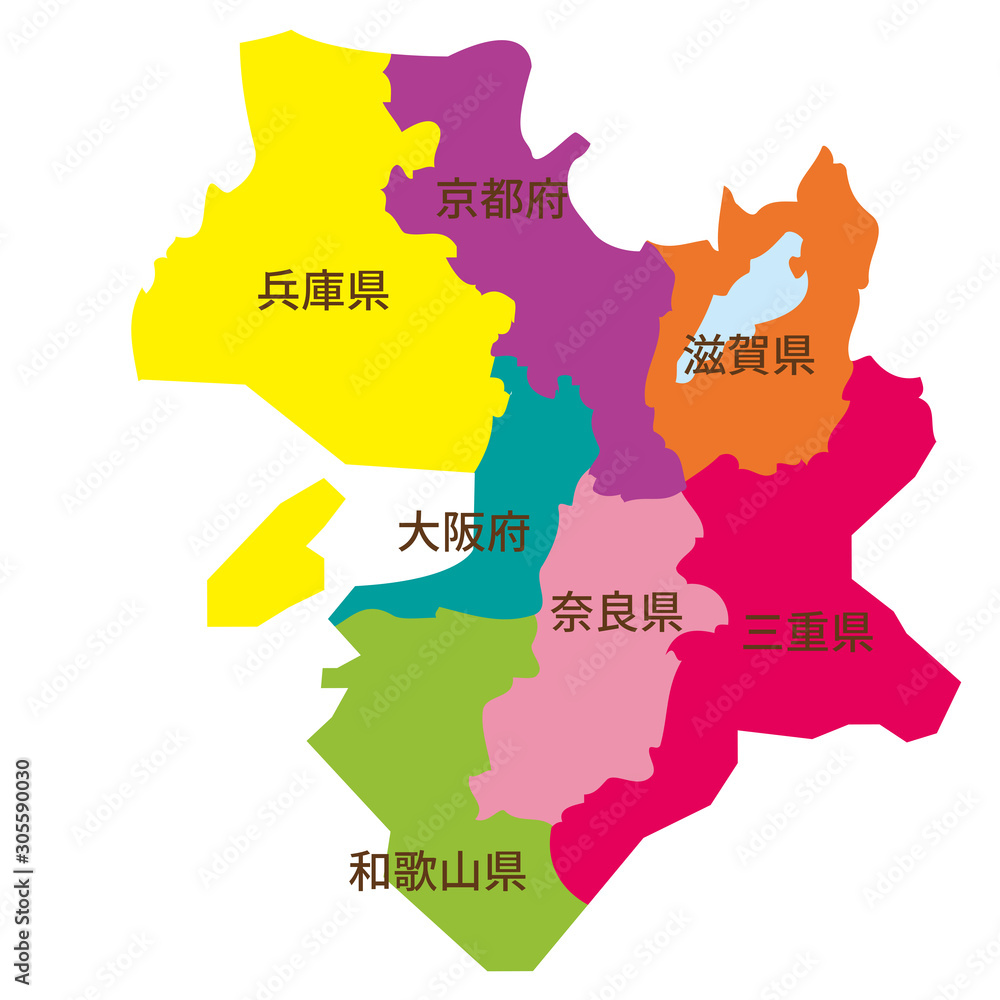 近畿地方 ブロック別地図 Wall Mural Area Area Wallpaper Murals 榊 望治