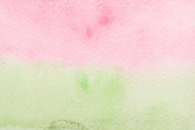 Abstract Pink And Green Watercolor Brush Stroke.