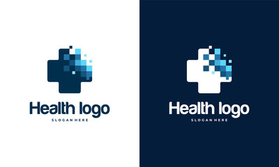 Wall Mural - pixel health logo designs template, medical logo in modern style vector, technology logo template