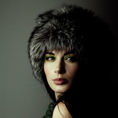 woman in fur hat