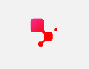 bright red abstract geometric logo icon three squares interconnected chemical bond design for your c