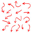 © Kebon doodle - Set of hand drawn Red Arrow Lines . isolated on white background. Vector Illustration.