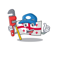 Wall Mural - Plumber flag georgia on cartoon character mascot design