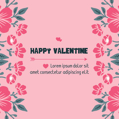  Beautiful text of valentine day, with ornate feature of pink flower frame. Vector