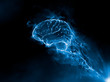 © Doitforfun - Mix Media 3D Render - Brain blue fire smoke effect on the black background