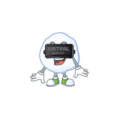 Sticker - cool snowball character in Virtual reality headset