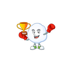 Sticker - Super cool Boxing winner snowball in mascot cartoon style