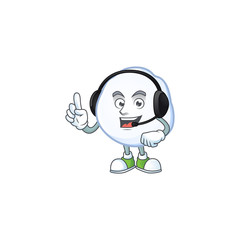 Wall Mural - Snowball cute cartoon character design with headphone