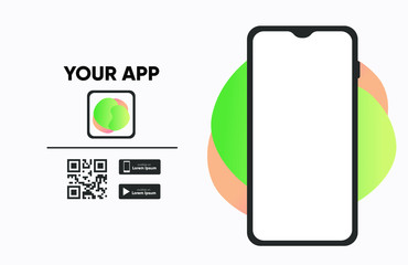 Poster - download the app sticker with phone and screenshot space. vector illustrator