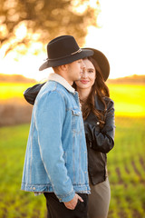 Sticker - Happy young couple in countryside