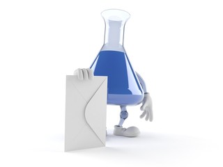 Poster - Chemistry flask character with envelope