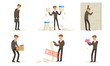 © topvectors - Manager Character Work, Failures And Losses, Debts And Bankruptcy Vector Illustration Set Isolated On White Background