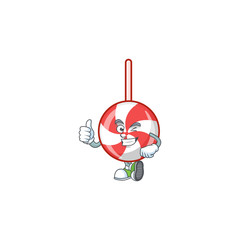 Poster - Picture of striped peppermint candy making Thumbs up gesture