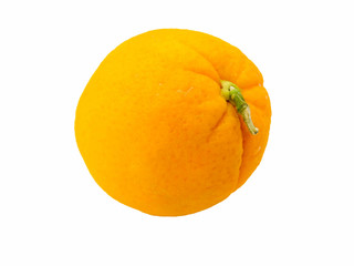 Single orange fruit isolated on white.