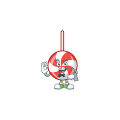 Sticker - Striped peppermint candy Character on A stylized Waiter look