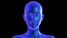 3d Rendered Abstract Synthwave Style Illustration Of A Female Head