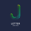 © aleksei_derin - The letter J of the Latin alphabet. Display character in a bright contemporary style.