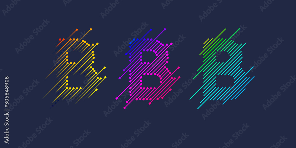 Several variants of one letter B of the Latin alphabet. Dynamic sign in ...