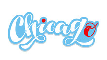 Chicago City Label - Cute Hand Drawn Doodle Lettering Postcard Banner