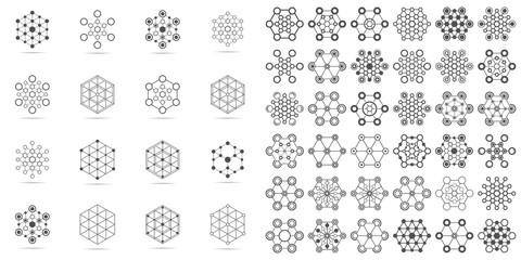 set of abstract technological conception symbols. vector technology background.