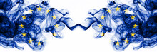 Eu, European Union Vs European Union, EU Smoky Mystic Flags Placed Side By Side. Thick Colored Silky Abstract Smoke Flags Combination