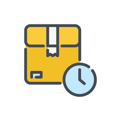 Poster - fast delivery service color line icon. time of delivery vector outline colorful sign.