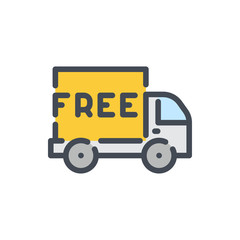 Poster - free delivery color line icon. fast shipping vehicle vector outline colorful sign.