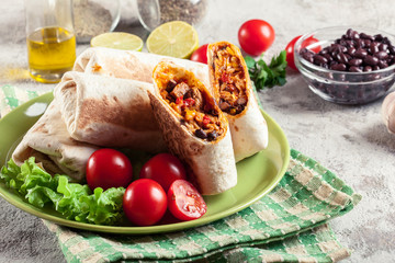 Sticker - Burritos wraps with mincemeat, beans and vegetables