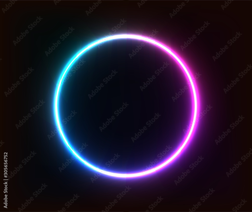 Neon circle glowing for advertising and banner. - obrazy, fototapety, plakaty 