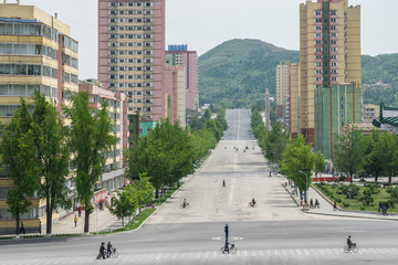 Wall Mural - Main street in Kaesong, North Korea